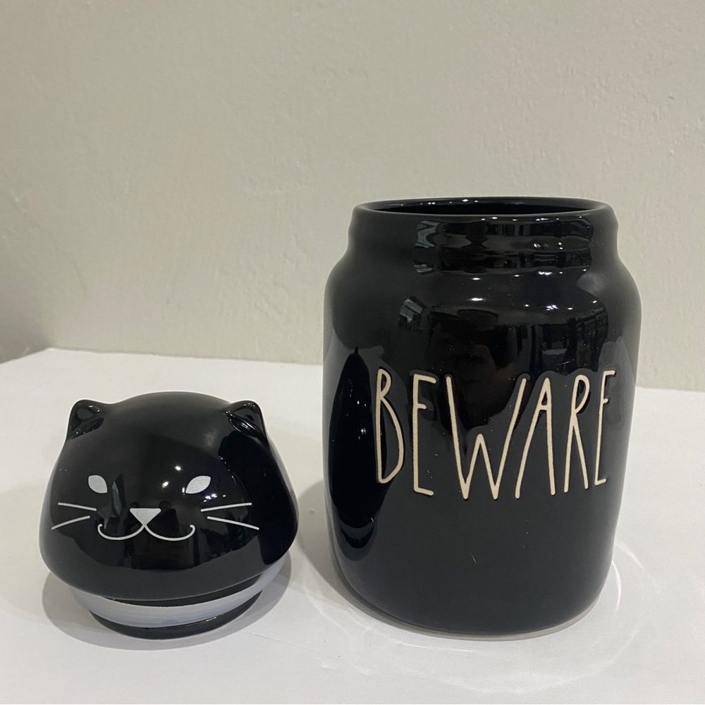 Rae Dunn Cat Beware tall storage ceramic canister - halloween - holiday - Picture 6 of 11